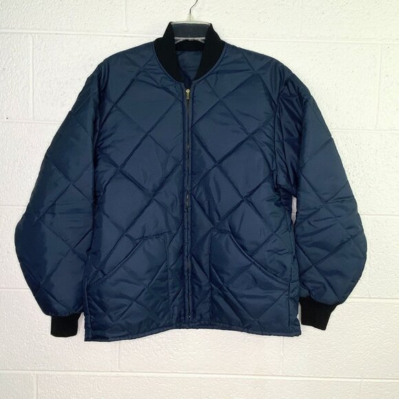 Vintage Dickson Industries Quilted Puffer Jacket Men M Navy Blue - Picture 1 of 8